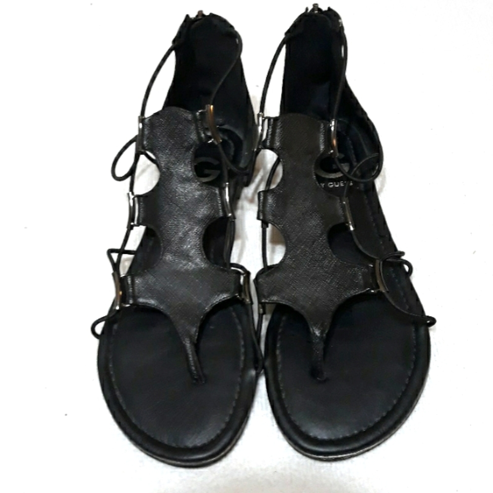 NWOB Guess size 9 black leather gladiator sandals